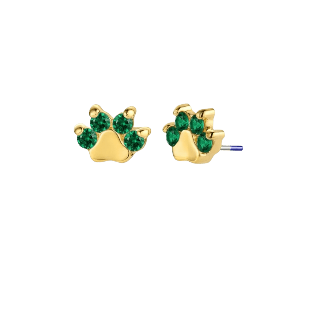 Paw Print - 18K Gold Genuine Gem Threadless/Threaded End - piercing-zone.com