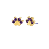 Paw Print - 18K Gold Genuine Gem Threadless/Threaded End - piercing-zone.com