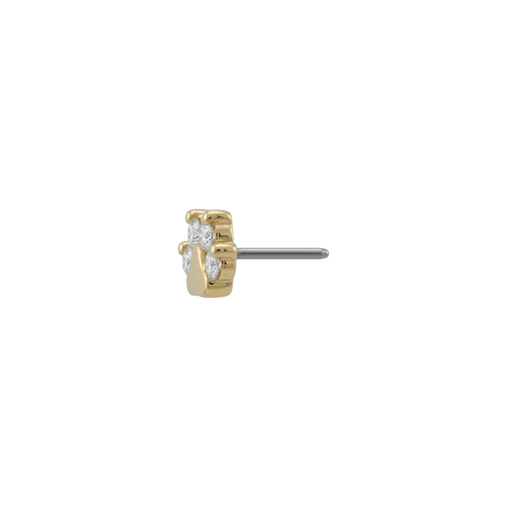Paw Print End - 18K Gold Gem Threadless/Threaded End - piercing - zone.com