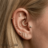 Paw Print End - 18K Gold Gem Threadless/Threaded End - piercing - zone.com