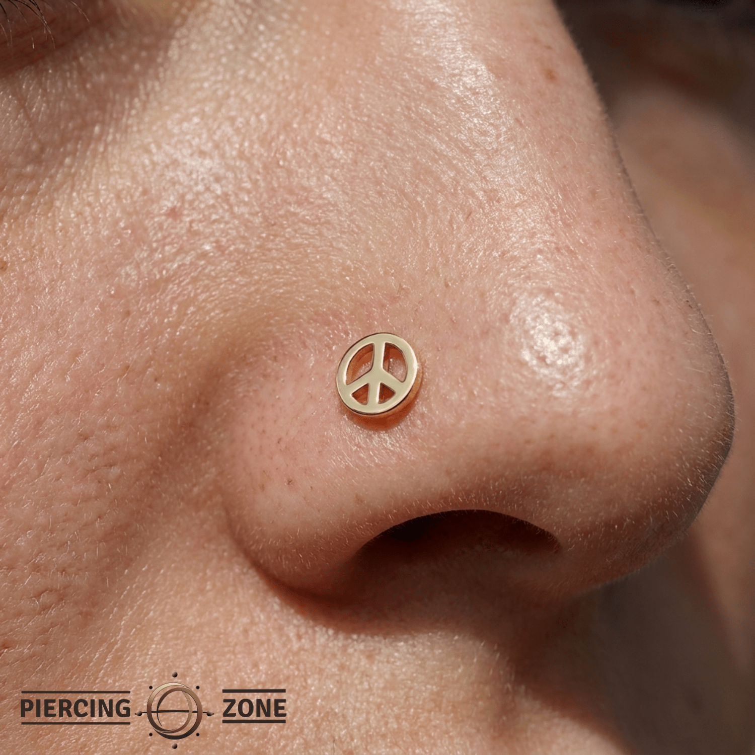 Peace Sign Pin - 14K Gold Peace Symbol Threadless End - piercing - zone.com