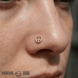Peace Sign Pin - 14K Gold Peace Symbol Threadless End - piercing - zone.com
