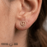Peace Sign Pin - 14K Gold Peace Symbol Threadless End - piercing - zone.com
