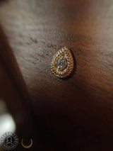 Pear CZ Double Millgrain – 14K Gold Threadless End - piercing - zone.com