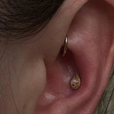 Pear Opal Double Millgrain - 14K Gold - piercing - zone.com