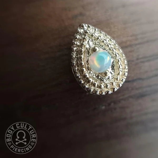 Pear Opal Double Millgrain - 14K Gold - piercing - zone.com