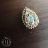 Pear Opal Double Millgrain - 14K Gold - piercing - zone.com