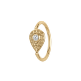 Pear Relic - 14K Gold Pear Stone Fixed Bead Ring - piercing - zone.com