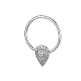 Pear Relic - 14K Gold Pear Stone Fixed Bead Ring - piercing - zone.com