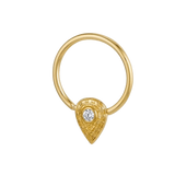 Pear Relic - 14K Gold Pear Stone Fixed Bead Ring