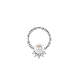 Pearl Star Seamless Ring – 14K Gold Radiant Pearl & Gem Constellation - piercing - zone.com
