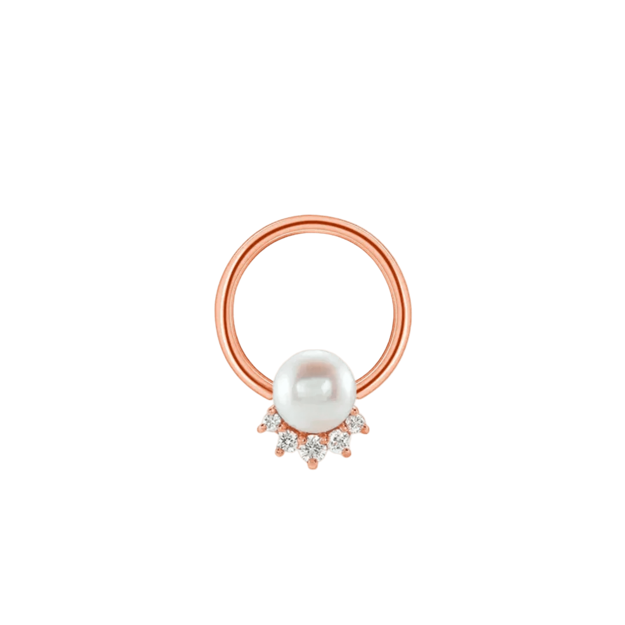 Pearl Star Seamless Ring – 14K Gold Radiant Pearl & Gem Constellation - piercing-zone.com