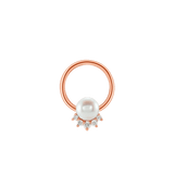 Pearl Star Seamless Ring – 14K Gold Radiant Pearl & Gem Constellation - piercing-zone.com