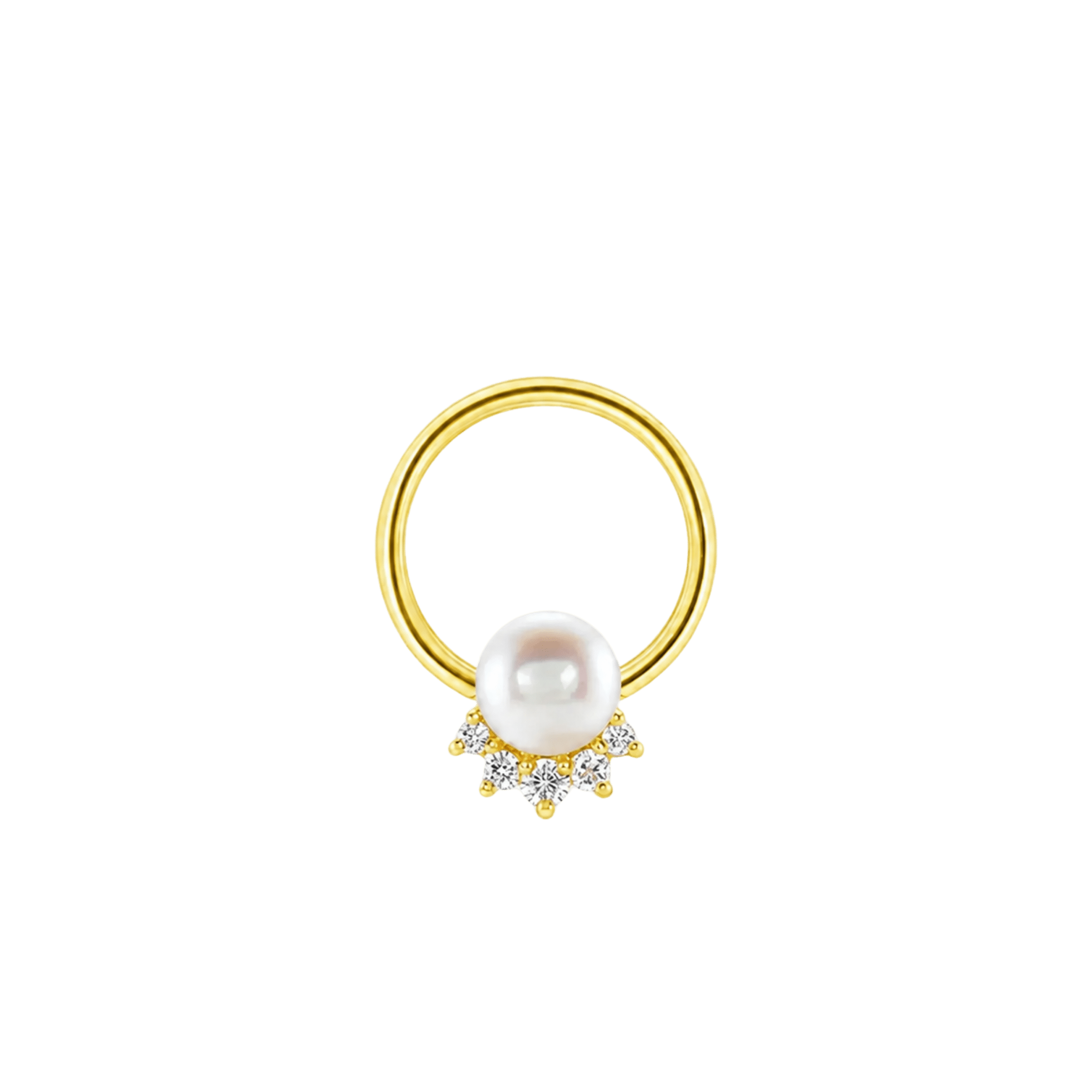 Pearl Star Seamless Ring – 14K Gold Radiant Pearl & Gem Constellation - piercing-zone.com