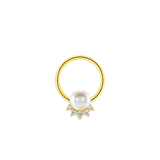 Pearl Star Seamless Ring – 14K Gold Radiant Pearl & Gem Constellation - piercing-zone.com