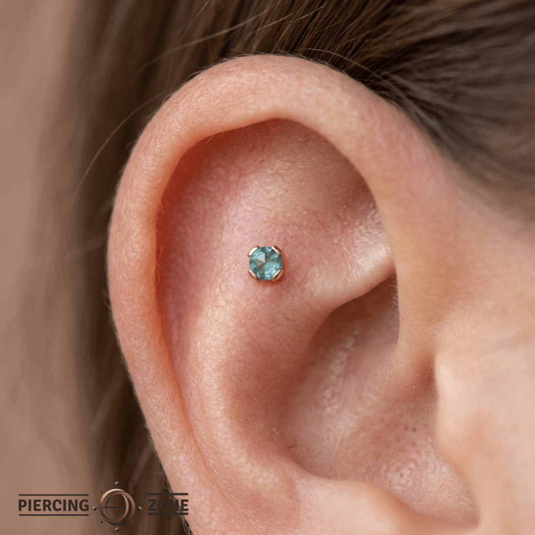 Peekaboo – Aquamarine – 14K Gold Threadless End - piercing - zone.com