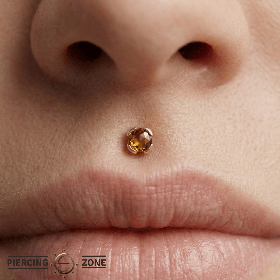 Peekaboo – Citrine Light – 14K Gold Threadless End - piercing - zone.com