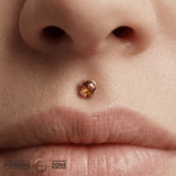 Peekaboo – Citrine Light – 14K Gold Threadless End - piercing - zone.com