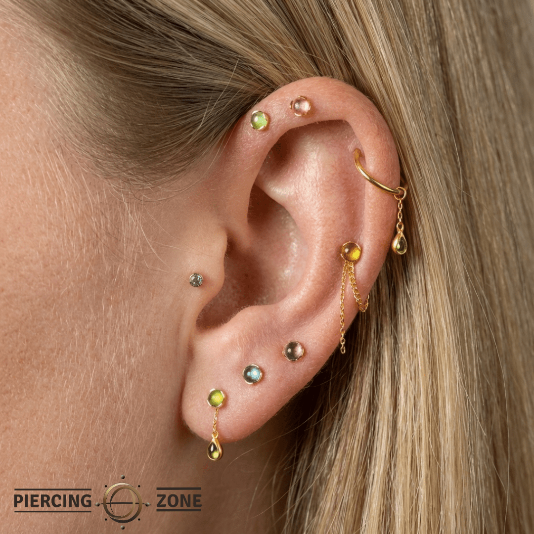 Peekaboo – Citrine Light – 14K Gold Threadless End - piercing - zone.com