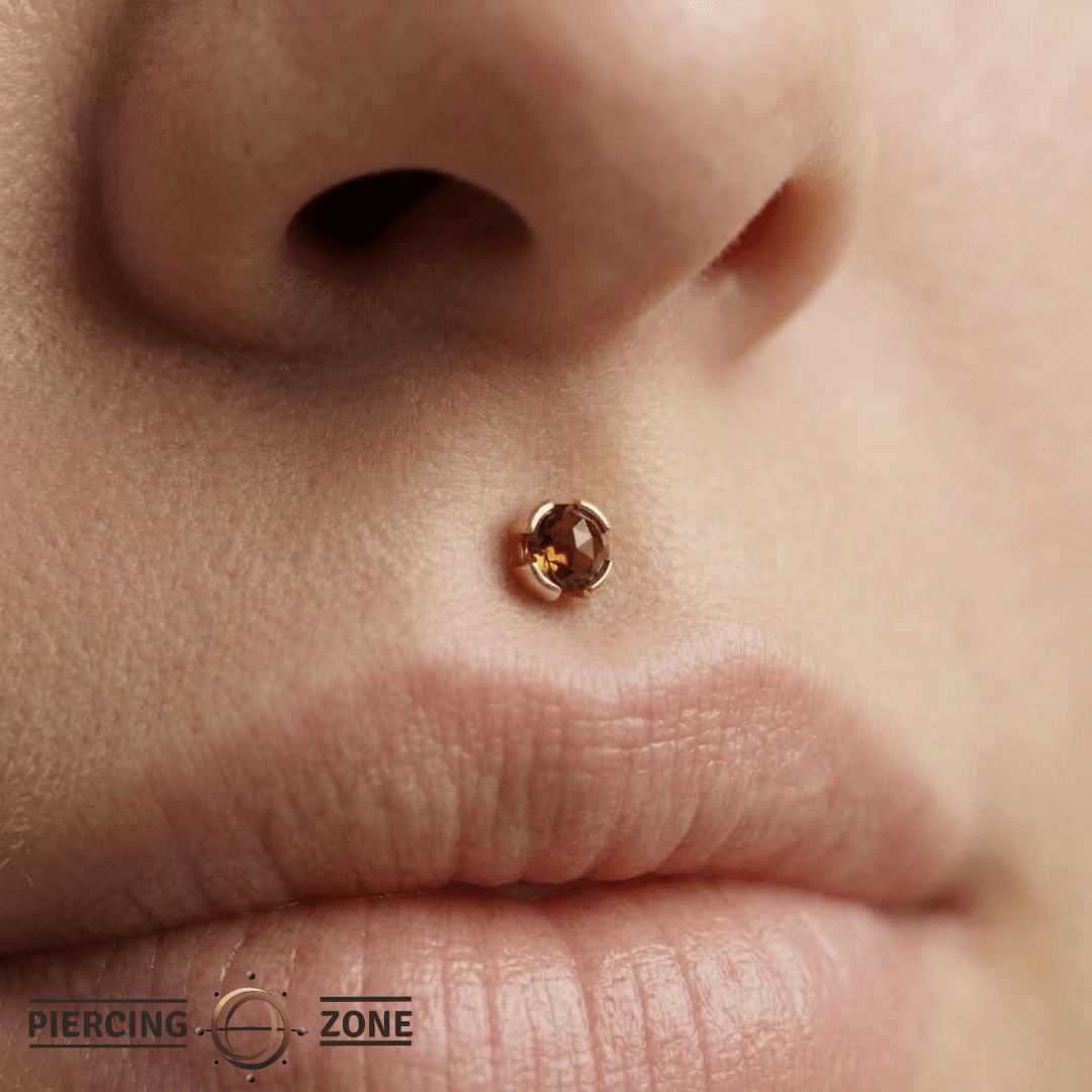 Peekaboo – Citrine Light – 14K Gold Threadless End - piercing - zone.com