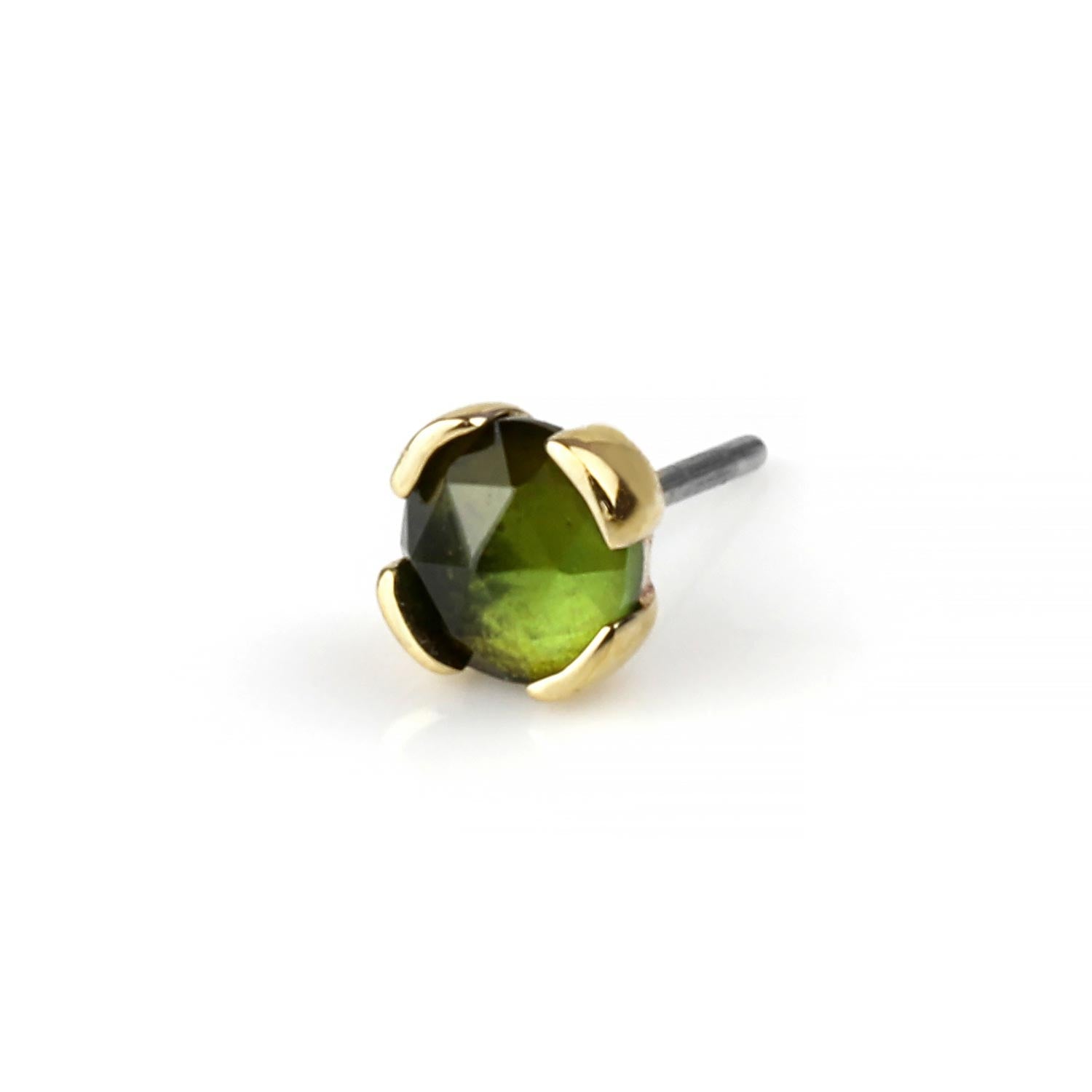 Peekaboo – Green Tourmaline Glow – 14K Gold Threadless End - piercing - zone.com
