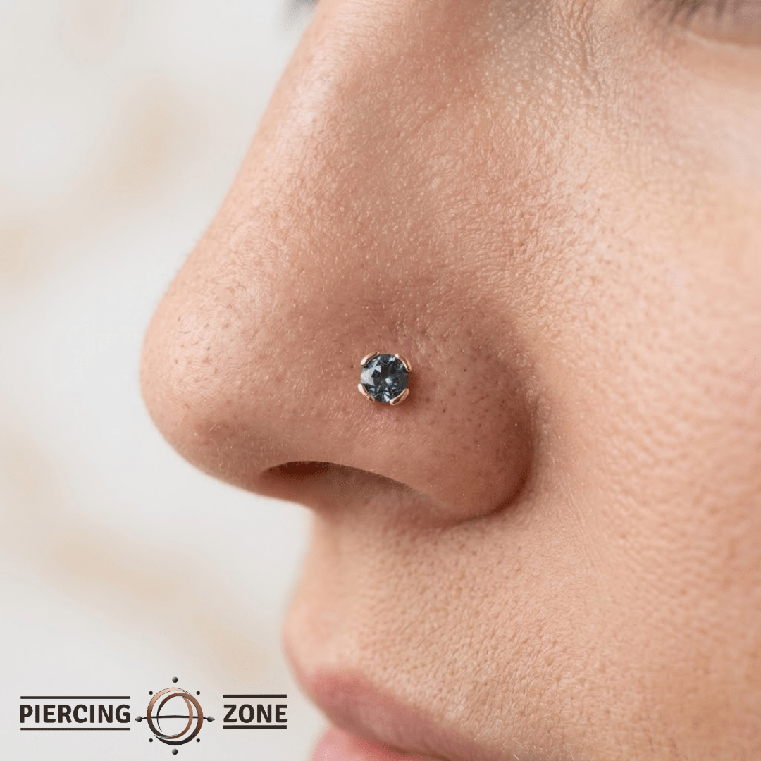 Peekaboo – London Blue Topaz – 14K Gold Threadless End - piercing - zone.com