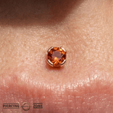 Peekaboo – Orange Garnet – 14K Gold Threadless End - piercing - zone.com