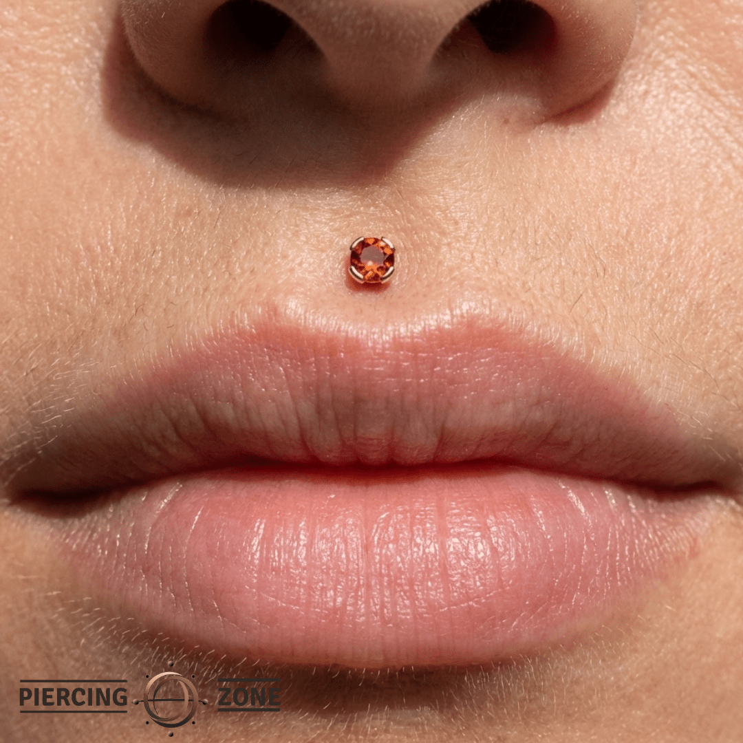 Peekaboo – Orange Garnet – 14K Gold Threadless End - piercing - zone.com