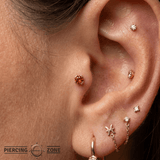 Peekaboo – Orange Garnet – 14K Gold Threadless End - piercing - zone.com