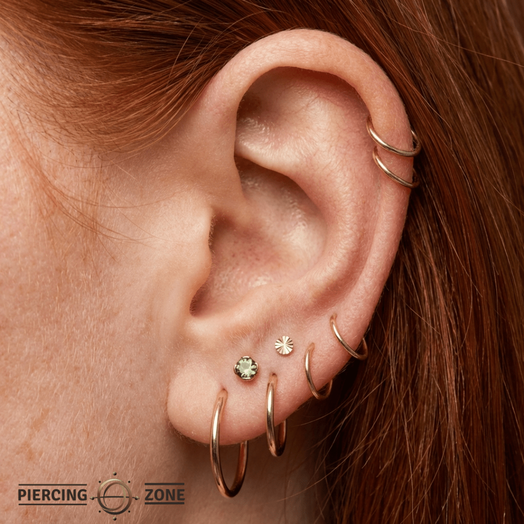 Peekaboo – Peridot – 14K Gold Threadless End - piercing - zone.com