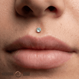 Peekaboo – Sandblasted Aquamarine – 14K Gold Threadless End - piercing - zone.com