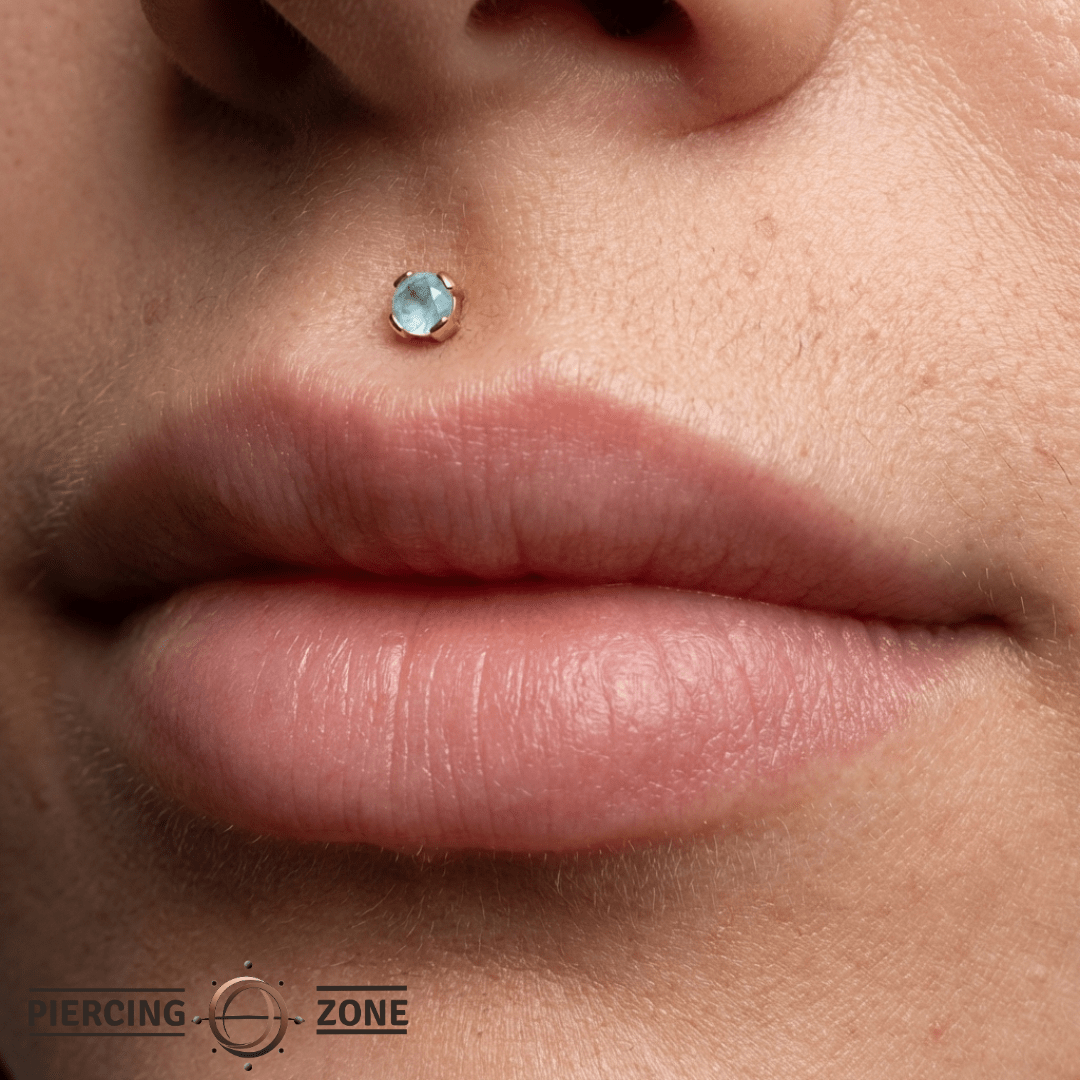 Peekaboo – Sandblasted Aquamarine – 14K Gold Threadless End - piercing - zone.com