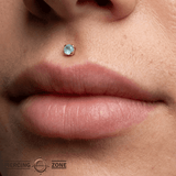 Peekaboo – Sandblasted Aquamarine – 14K Gold Threadless End - piercing - zone.com