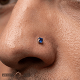 Peekaboo – Sandblasted London Blue Topaz – 14K Gold Threadless End - piercing - zone.com