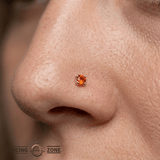 Peekaboo – Sandblasted Orange Garnet – 14K Gold Threadless End - piercing - zone.com