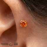 Peekaboo – Sandblasted Orange Garnet – 14K Gold Threadless End - piercing - zone.com