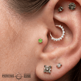 Peekaboo – Sandblasted Peridot – 14K Gold Threadless End - piercing - zone.com