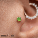 Peekaboo – Sandblasted Peridot – 14K Gold Threadless End - piercing - zone.com