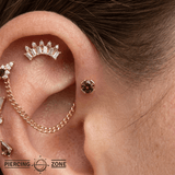 Peekaboo – Smoky Quartz Glow – 14K Gold Threadless End - piercing - zone.com