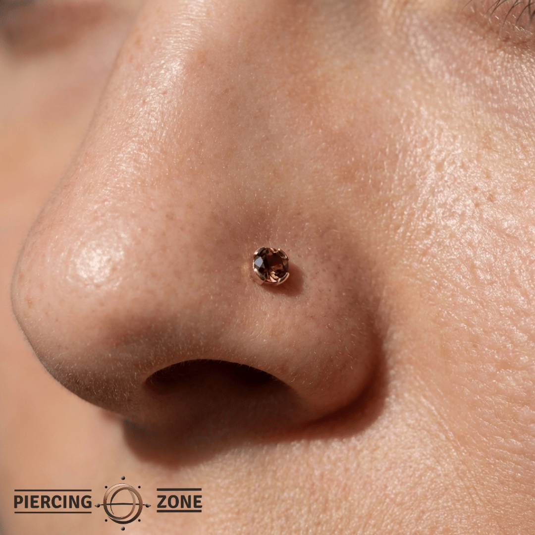 Peekaboo – Smoky Quartz Glow – 14K Gold Threadless End - piercing - zone.com