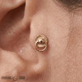 Peep Show – Gold Disc with Free - Moving Ring – 14K Threadless End - piercing - zone.com