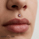 Penta – Hexagon Amethyst – 14K Gold Threadless End - piercing - zone.com
