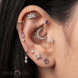 Penta – Hexagon Amethyst – 14K Gold Threadless End - piercing - zone.com