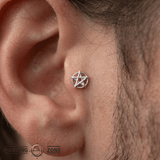 Pentagram Pin - 14K Gold Pentagram Threadless End - piercing - zone.com