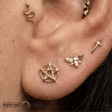 Pentagram Pin - 14K Gold Pentagram Threadless End - piercing - zone.com