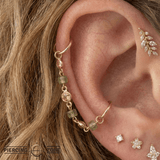 Peridot & Citrine Chain – 18K Gold Gemstone Piercing Chain - piercing - zone.com