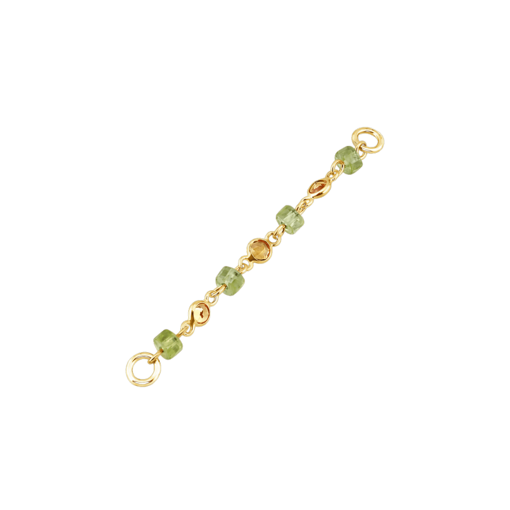 Peridot & Citrine Chain – 18K Gold Gemstone Piercing Chain - piercing-zone.com