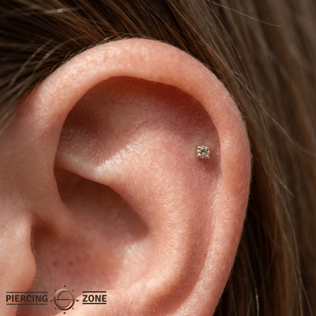 Peridot Prong – Vibrant Gem – 14K Gold Threadless End - piercing - zone.com