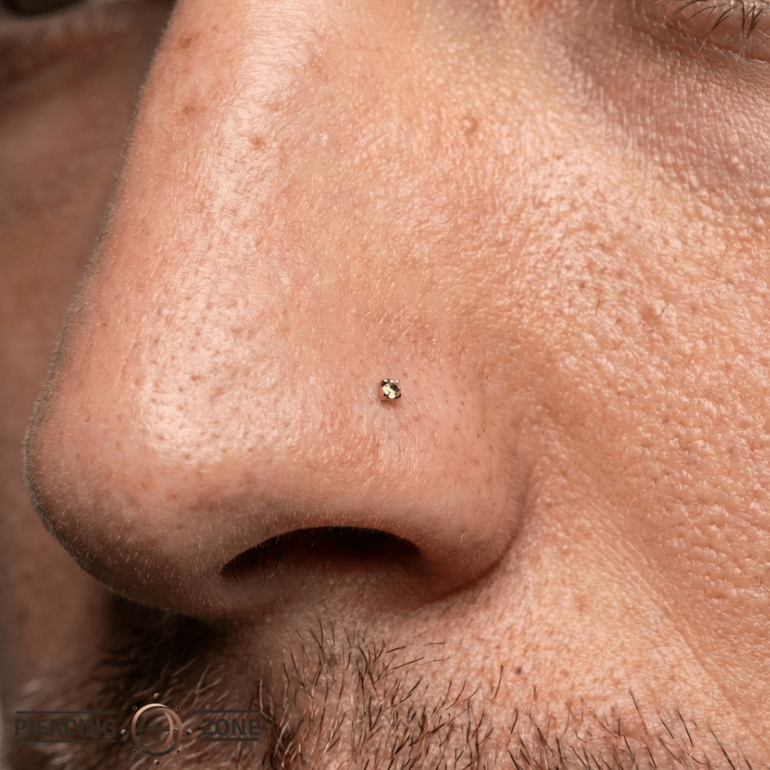 Peridot Prong – Vibrant Gem – 14K Gold Threadless End - piercing - zone.com