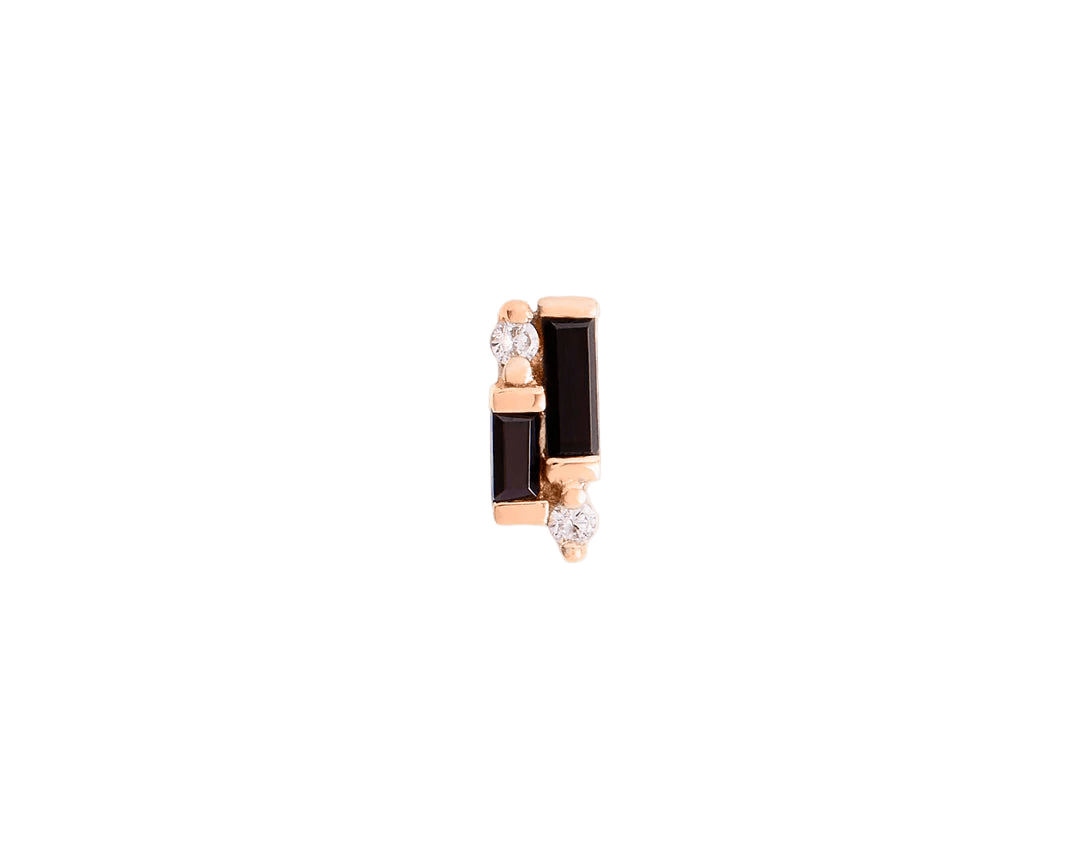 Perspective – Black Spinel & CZ – 14K Gold Threadless End - piercing - zone.com